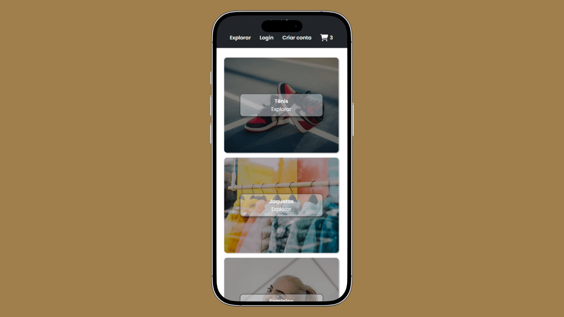 Tela do projeto Clothing - Marketplace