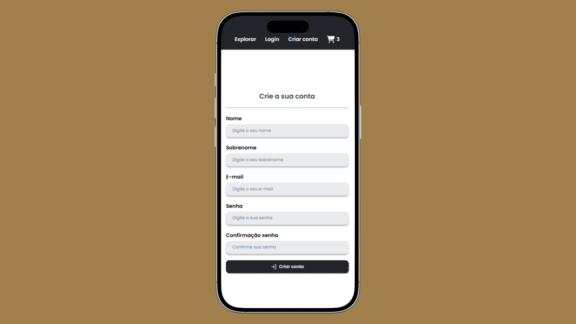 Tela do projeto Clothing - Marketplace
