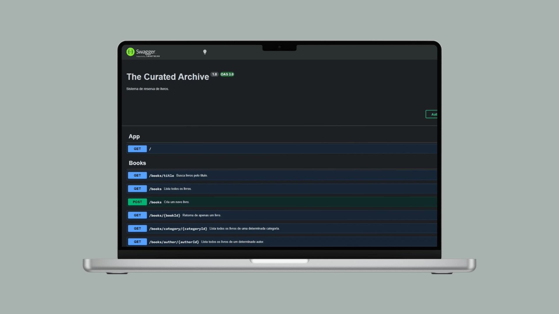 Tela do projeto Curated Archive - API de Delivery